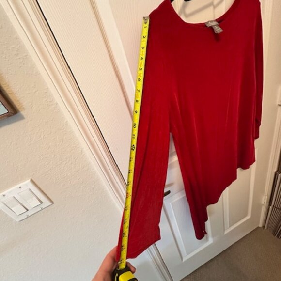 Travelers by Chico's Merlot Red Asymmetrical Top - Picture 7 of 10